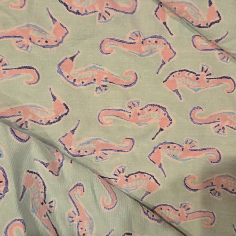 Foxcroft for Applesseds Wrinkle Free Seahorse Aqua Button-Down Shirt - Picture 5 of 8